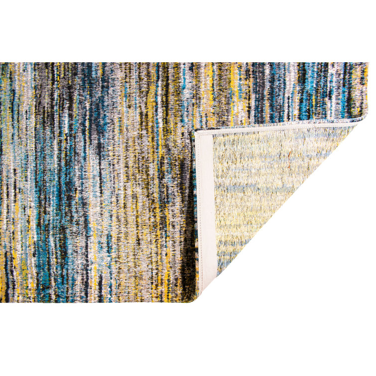 Louis de Poortere Sari Flatweave Cotton Blue/Yellow Rug Wayfair.co.uk